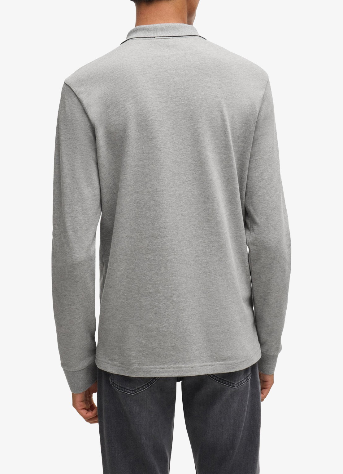 BOSS Slim fit polo van katoen - achterkant grijsmele