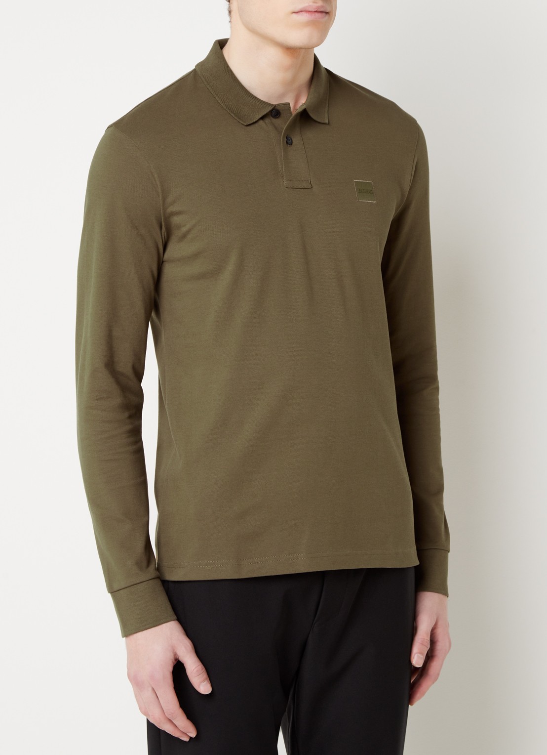 BOSS Slim fit polo van katoen - detail 4 groen