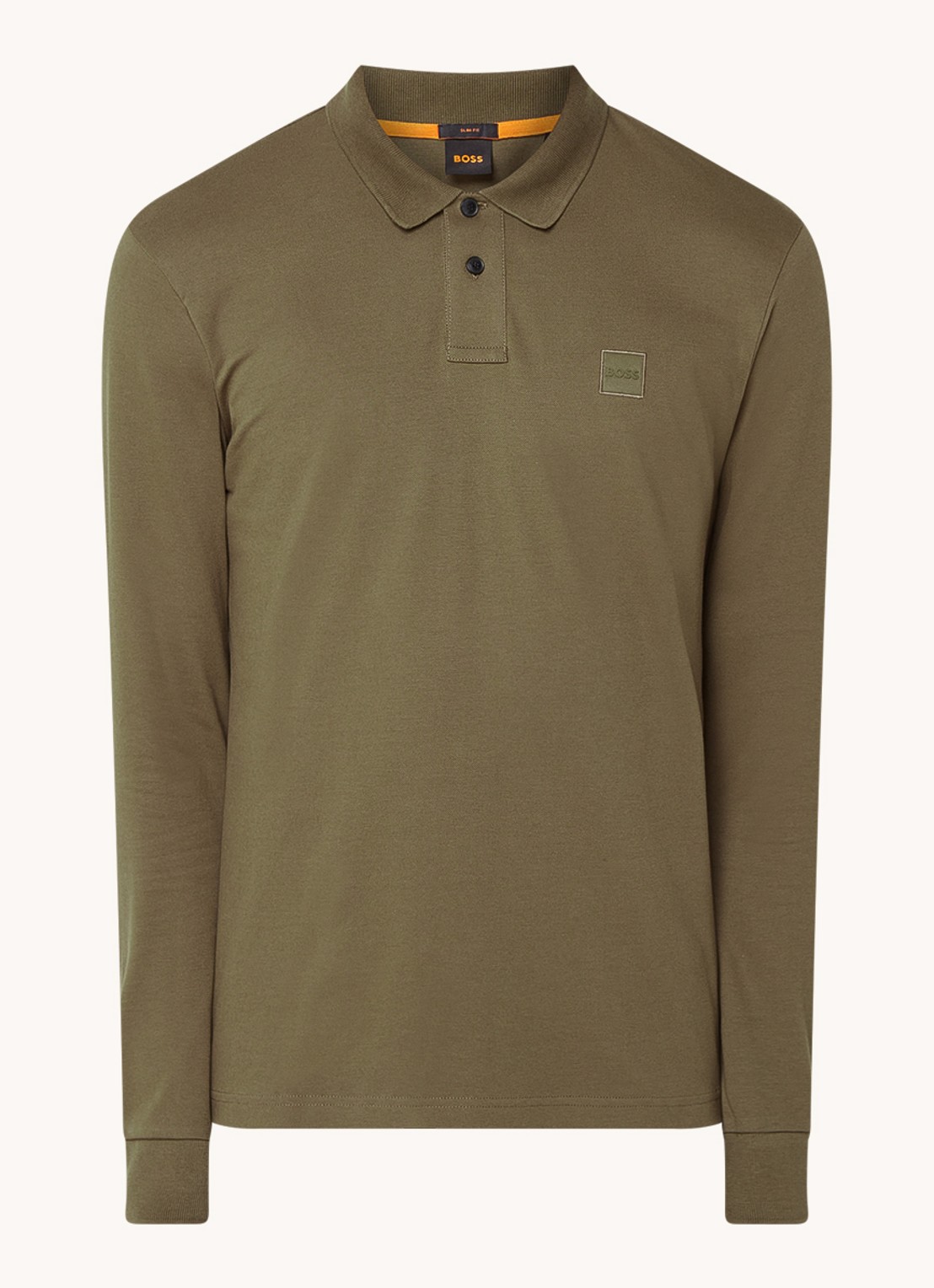 BOSS Slim fit polo van katoen - voorkant 2 groen