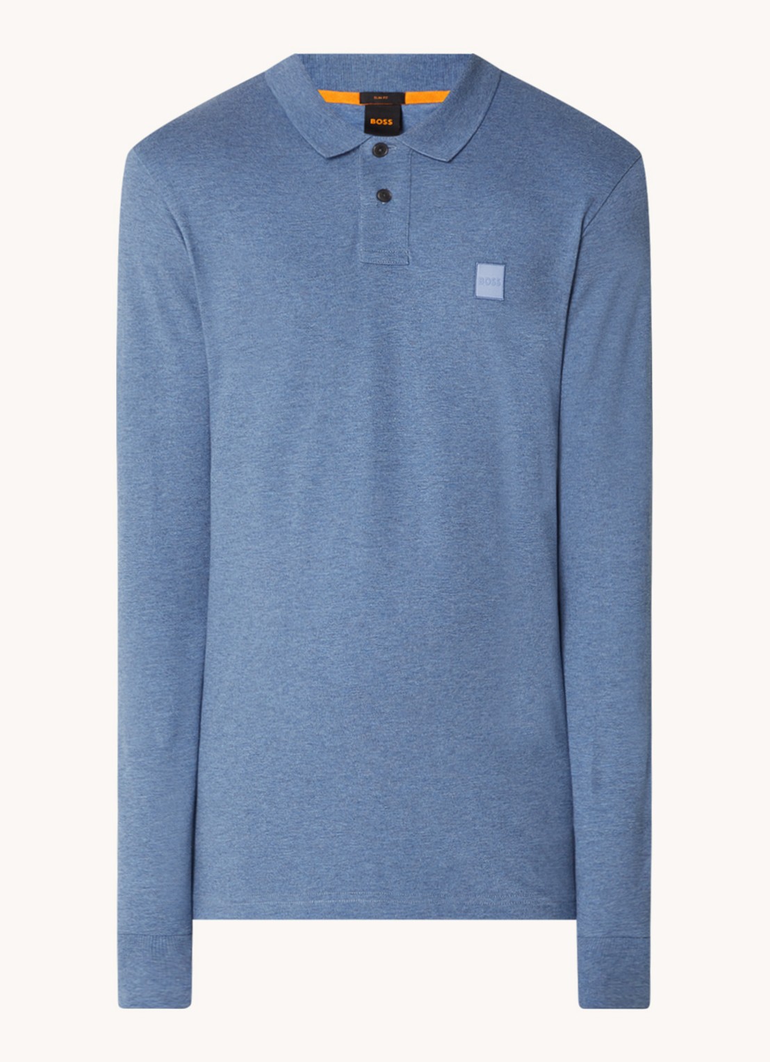 BOSS Slim fit polo van katoen - voorkant 2 blauw