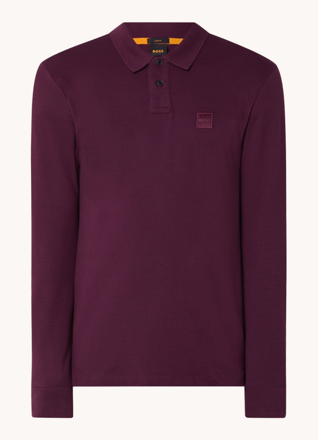 BOSS Slim fit polo van katoen - voorkant 2 aubergine