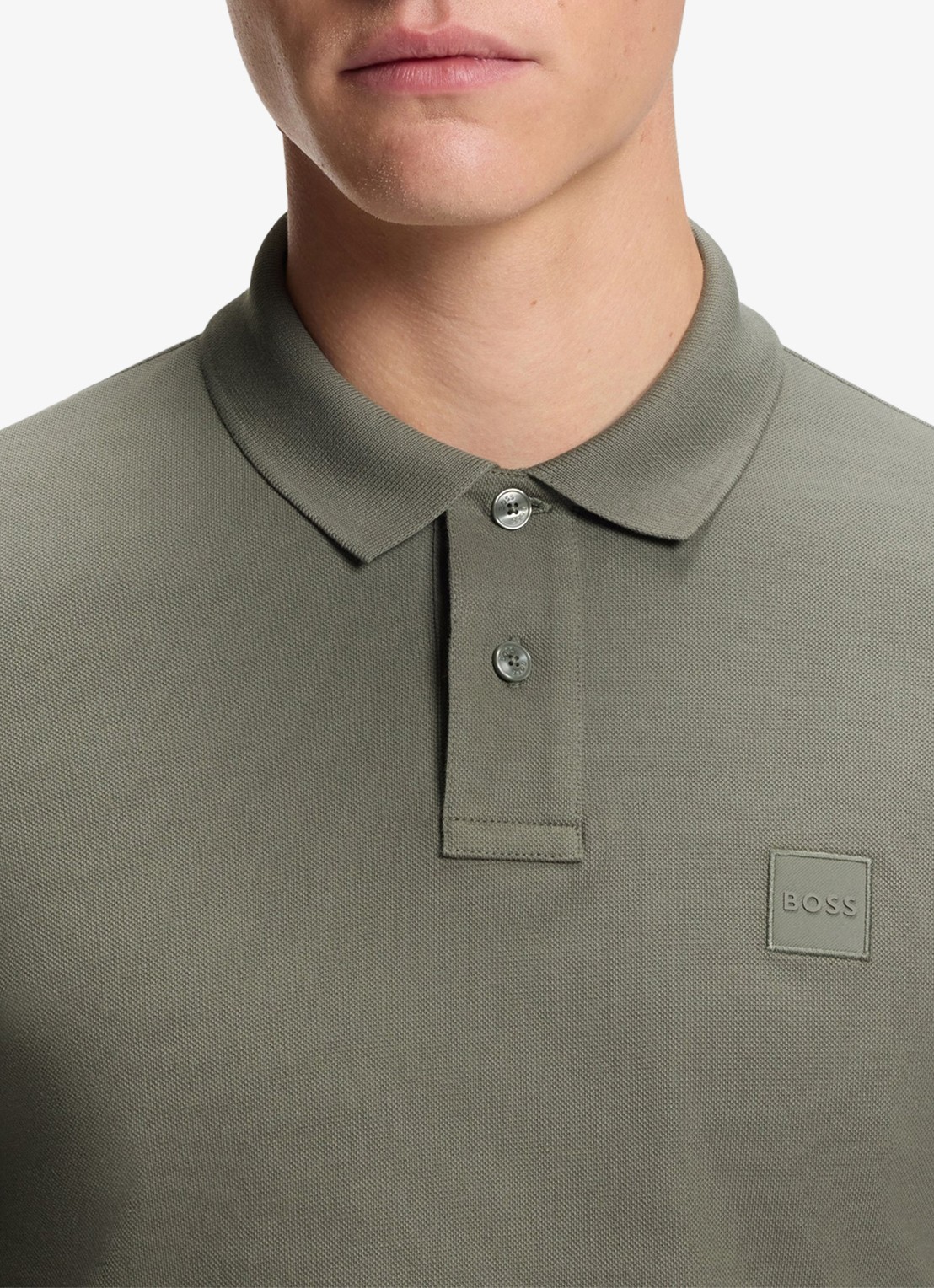 BOSS Slim fit polo van katoen - detail 7 grijs