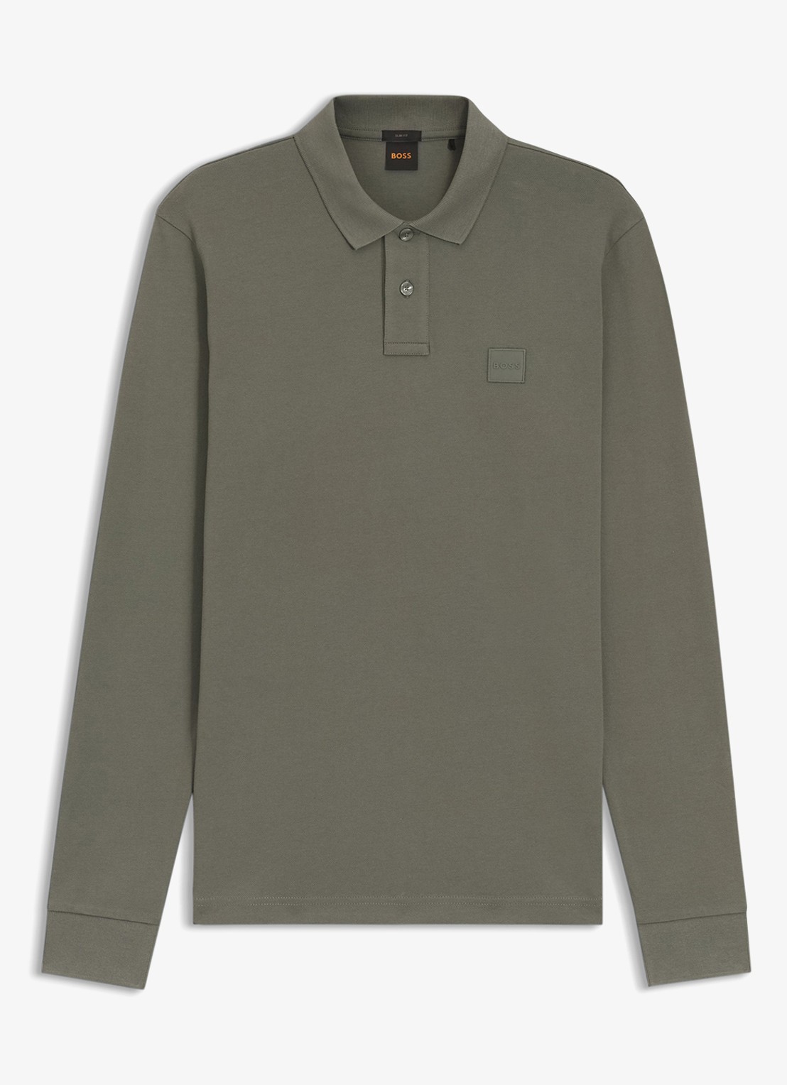 BOSS Slim fit polo van katoen - voorkant 3 grijs