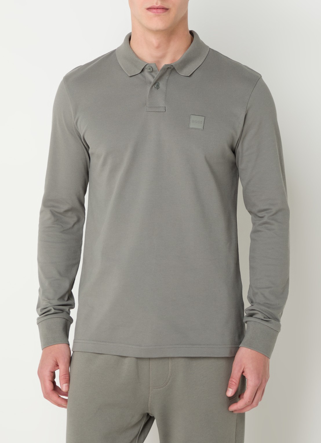 BOSS Slim fit polo van katoen - detail 8 grijs