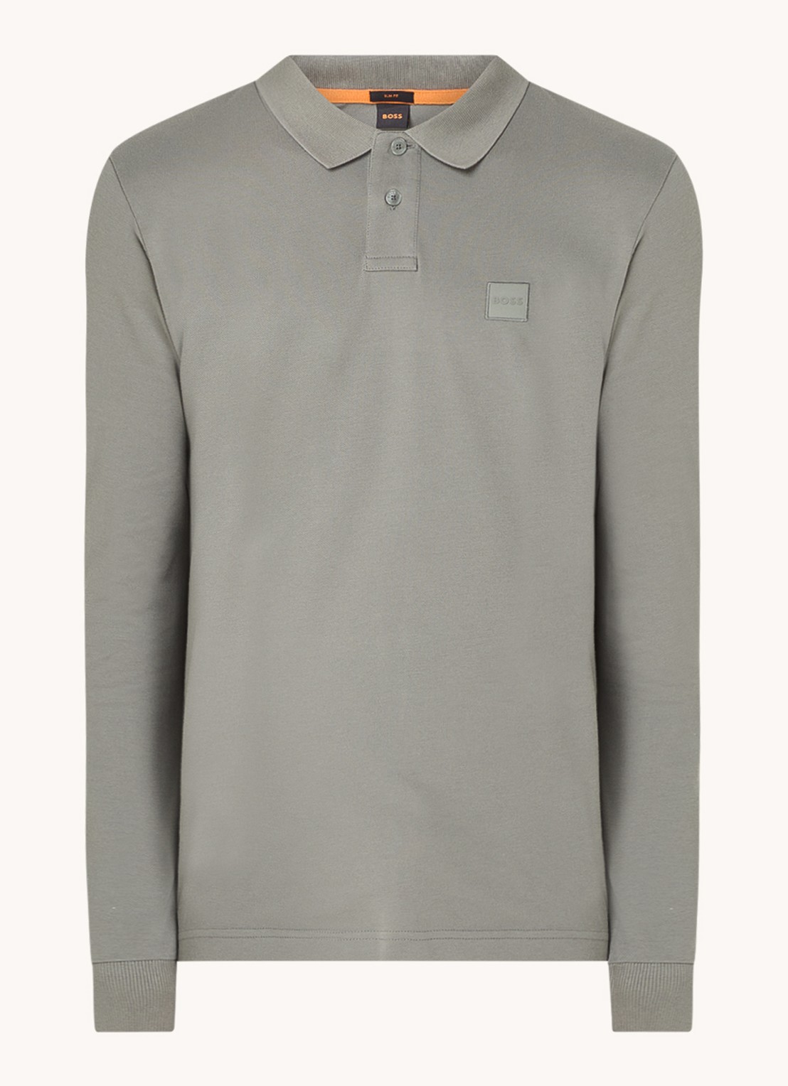 BOSS Slim fit polo van katoen - voorkant 5 grijs