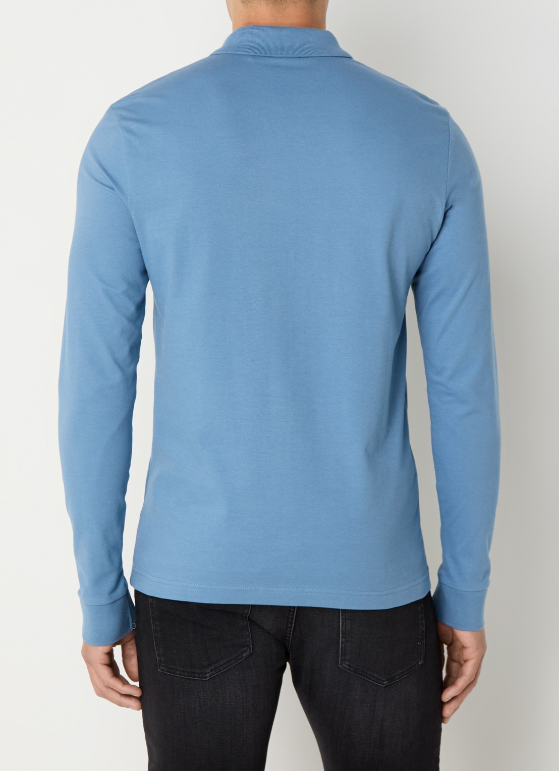 BOSS Slim fit polo van katoen - achterkant staalblauw