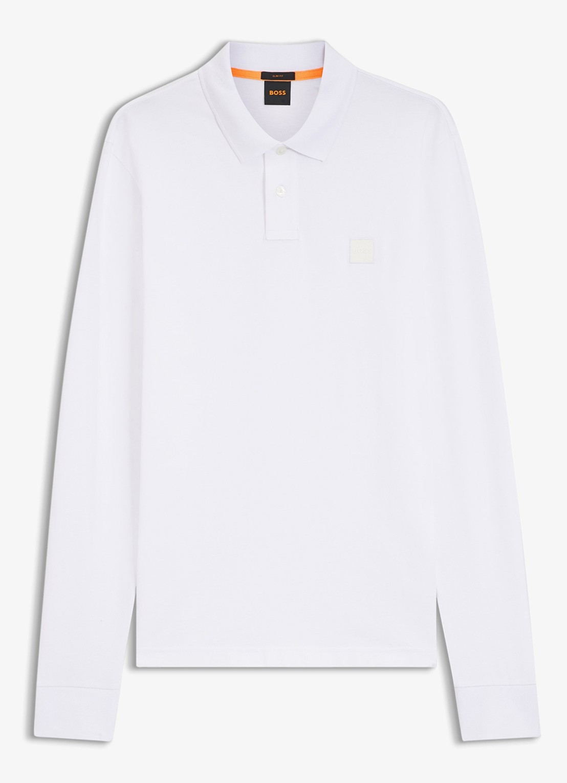 BOSS Slim fit polo van katoen - voorkant 5 wit