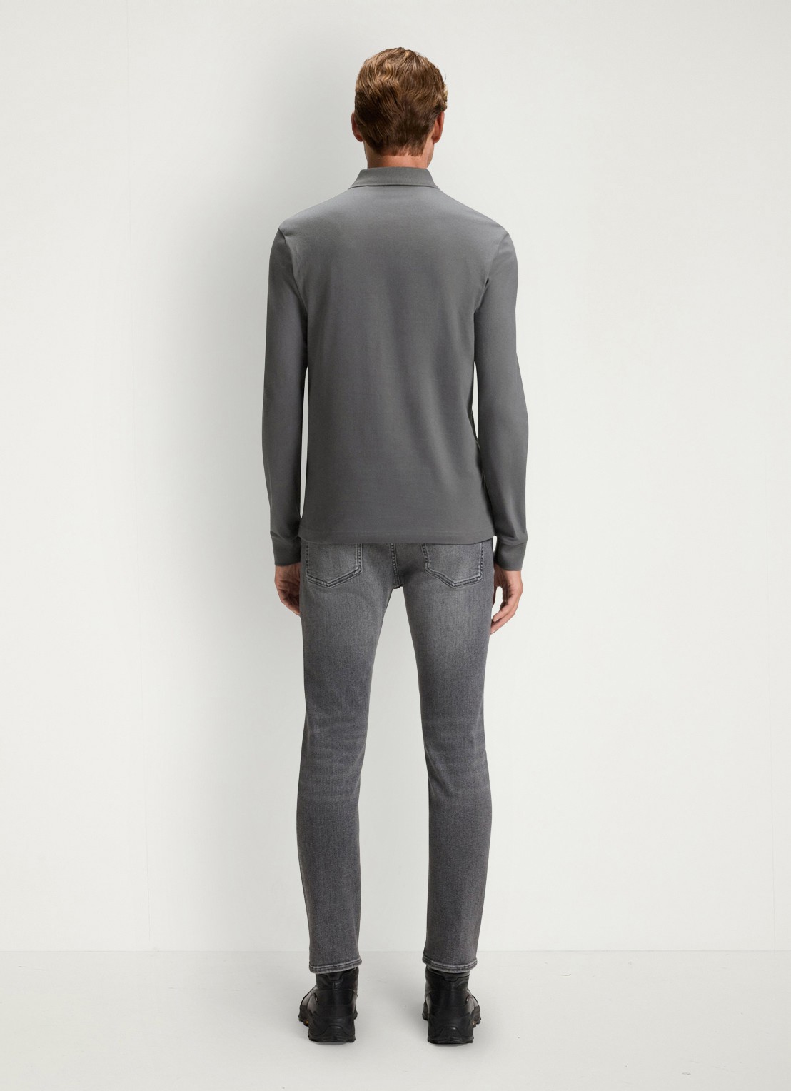 BOSS Slim fit polo van katoen - achterkant 3 middengrijs