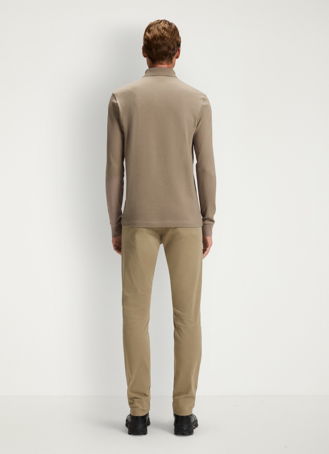 BOSS Slim fit polo van katoen - achterkant 3 khaki