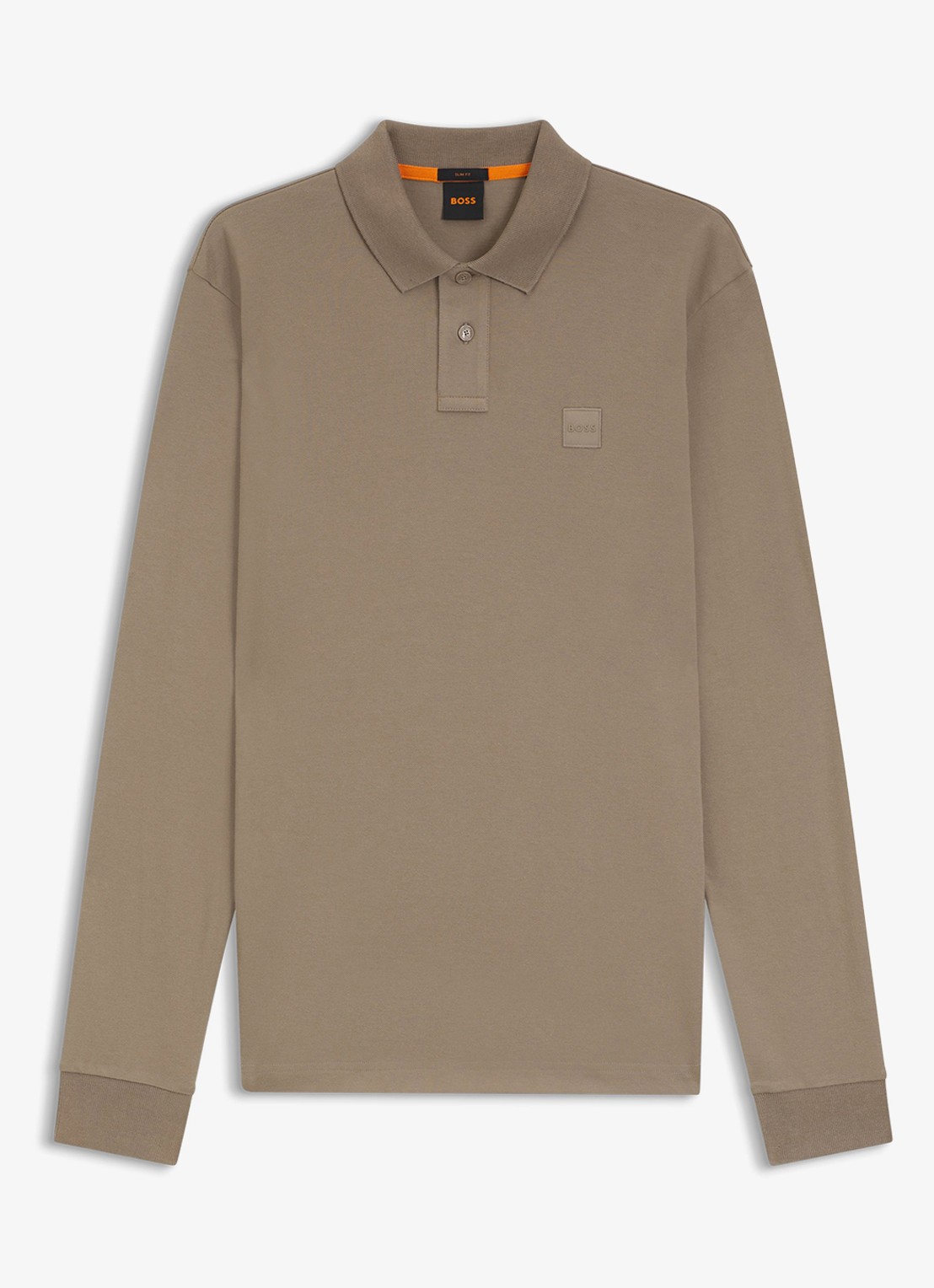 BOSS Slim fit polo van katoen - voorkant khaki