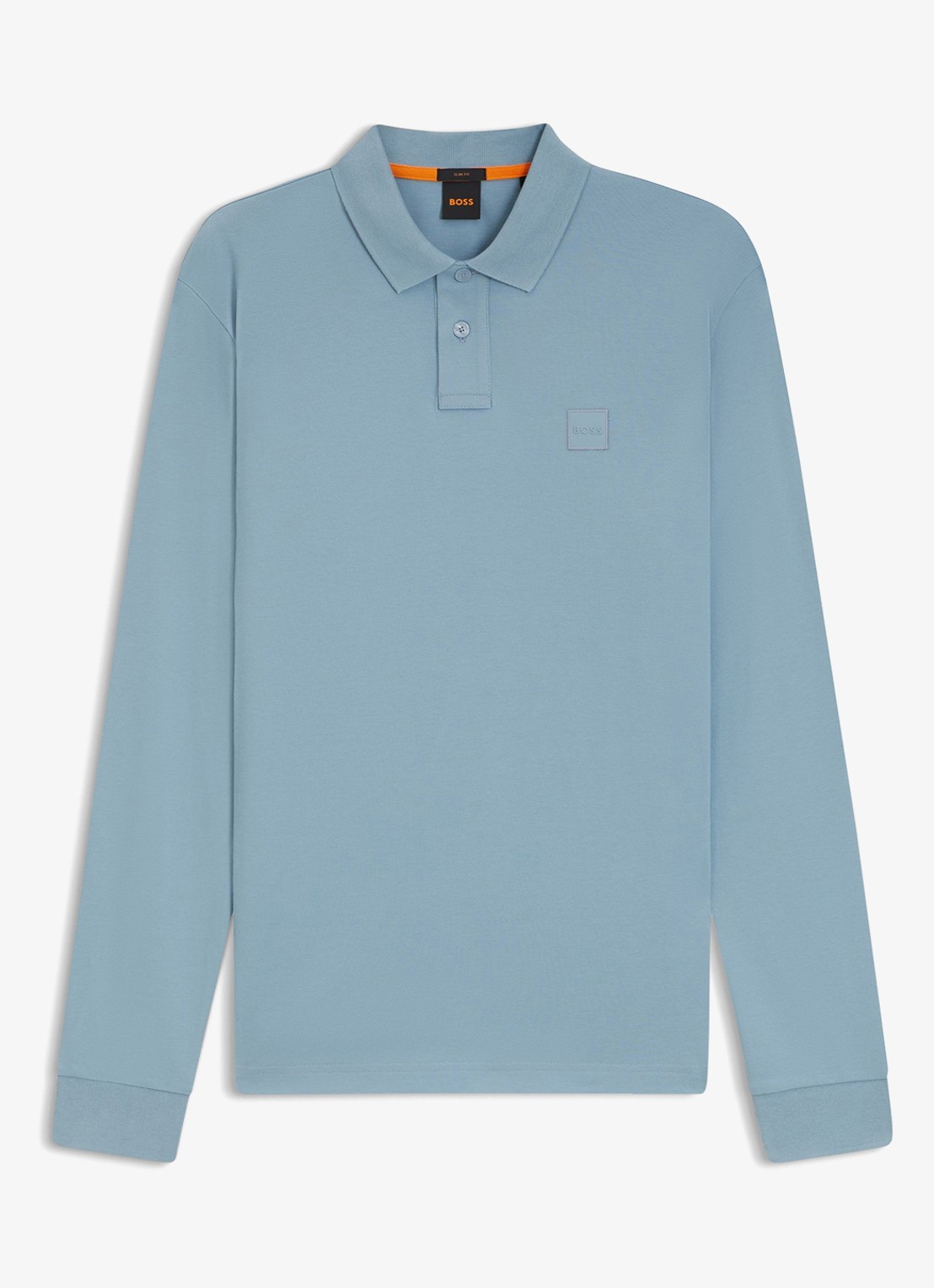 BOSS Slim fit polo van katoen - voorkant 7 pastel blue / blauw