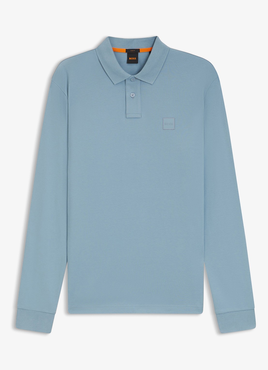 BOSS Slim fit polo van katoen - voorkant 9 pastel blue / blauw
