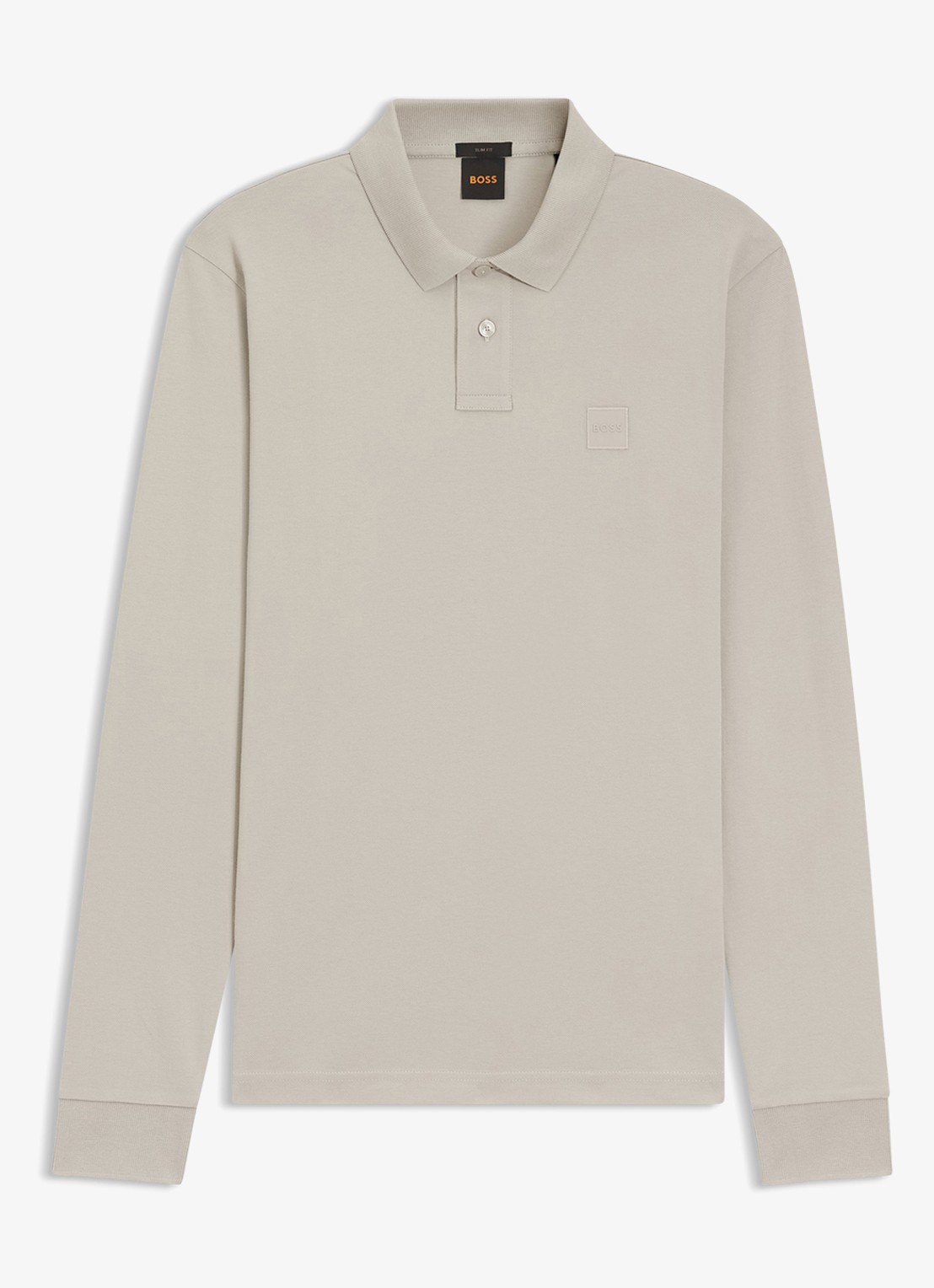 BOSS Slim fit polo van katoen - voorkant open grey / grijs
