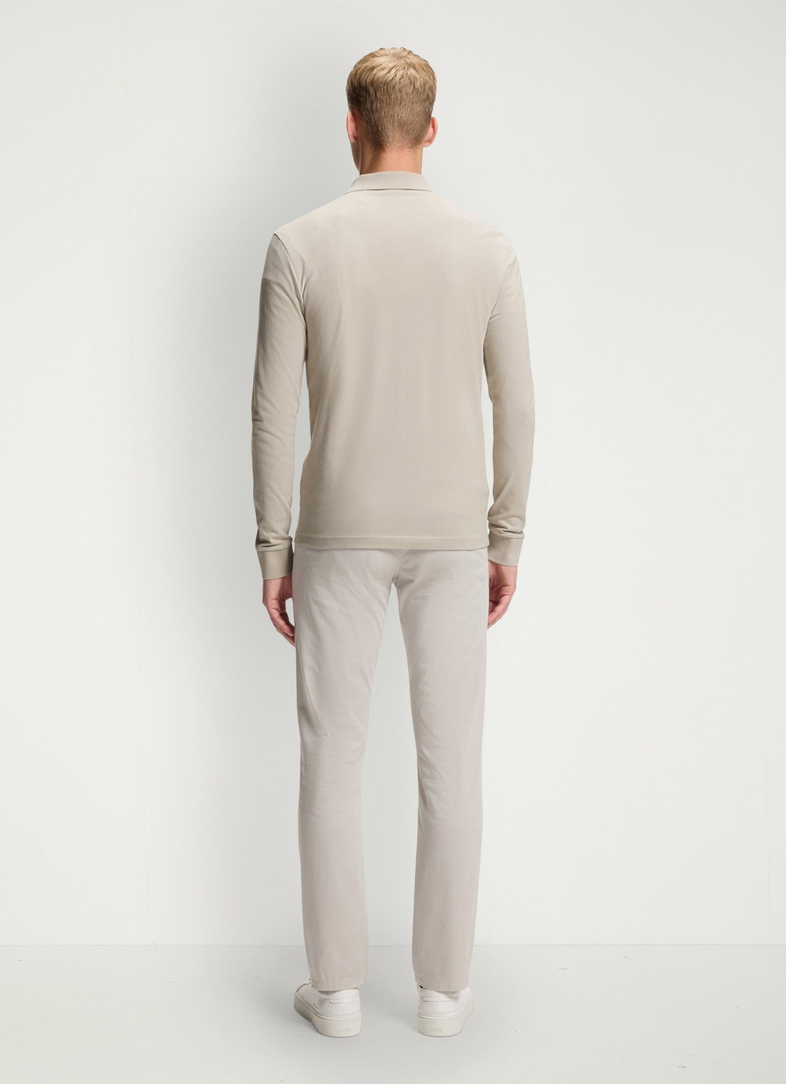 BOSS Slim fit polo van katoen - achterkant 5 open grey / grijs