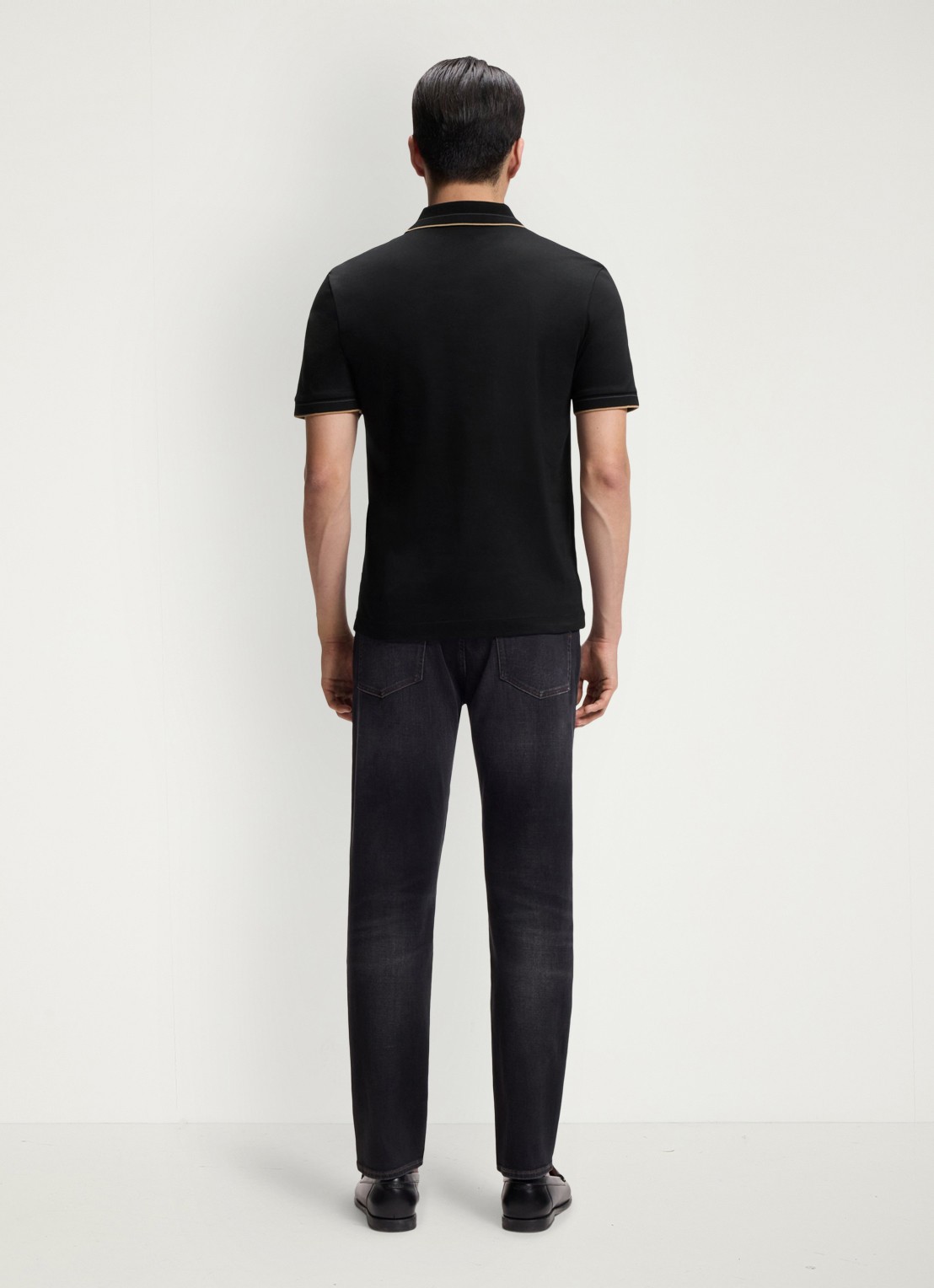 BOSS Slim fit polo van katoen - achterkant 3 zwart