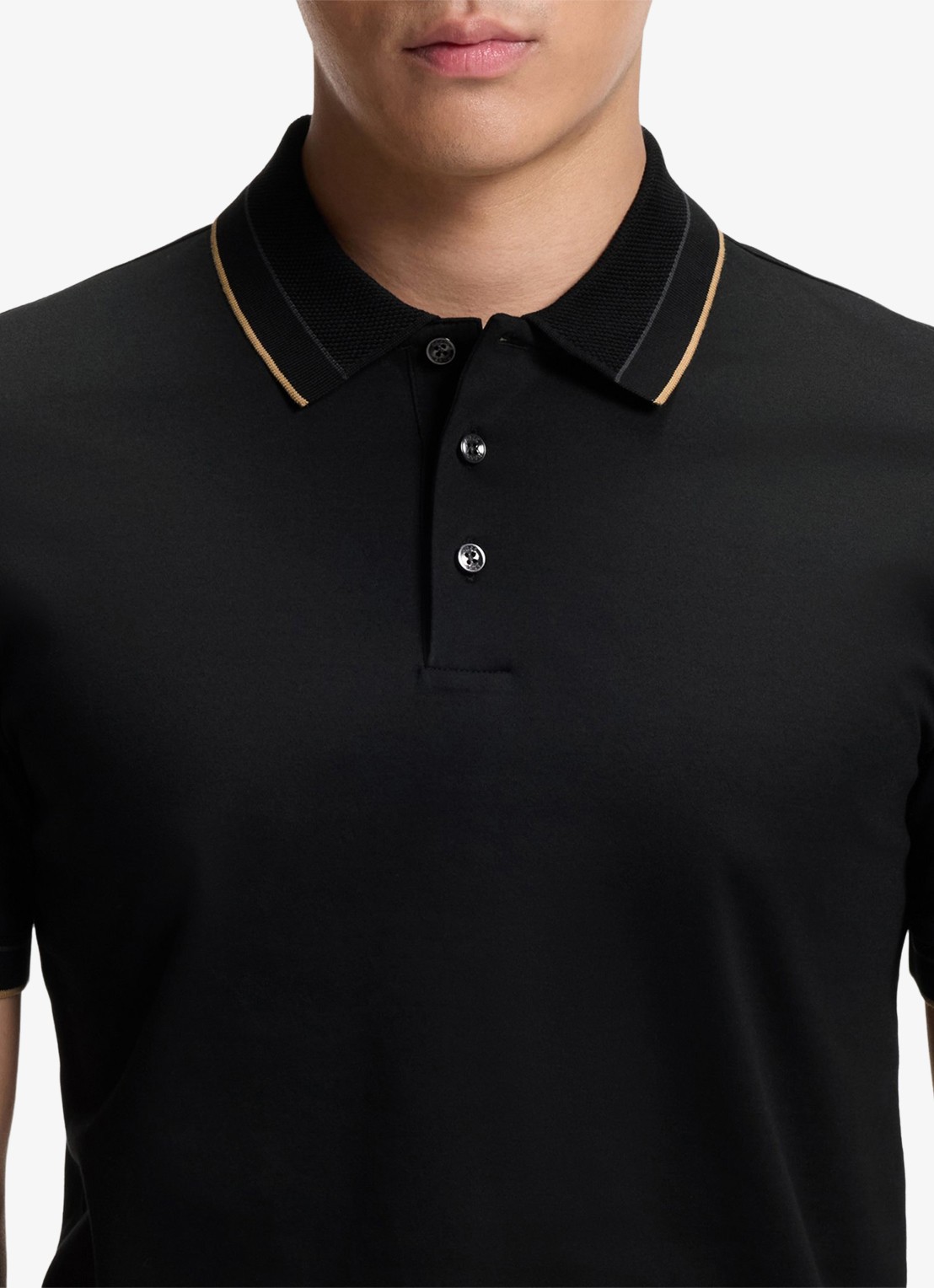BOSS Slim fit polo van katoen - detail 5 zwart