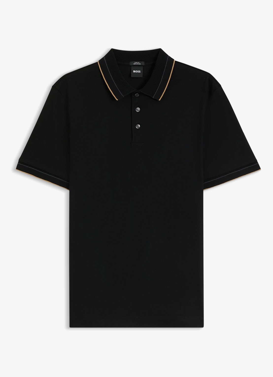 BOSS Slim fit polo van katoen - voorkant zwart