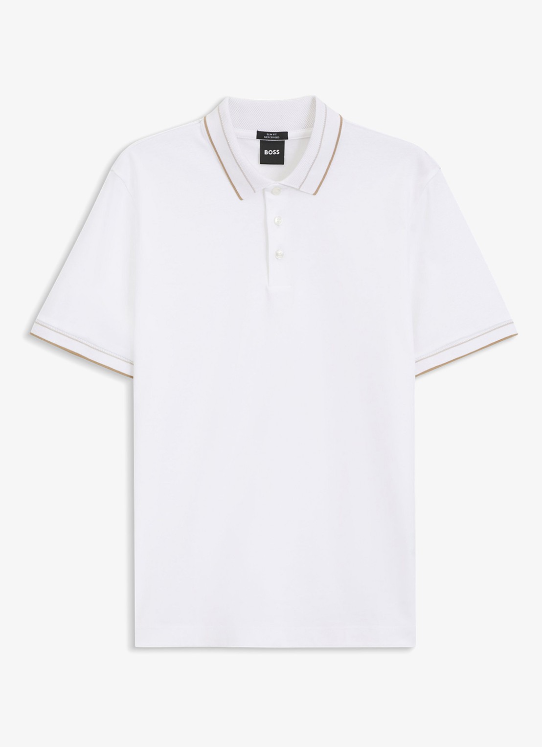 BOSS Slim fit polo van katoen - voorkant wit