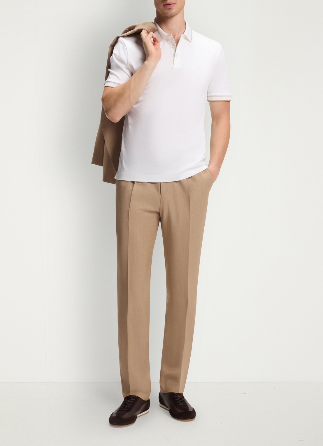 BOSS Slim fit polo van katoen - voorkant 2 wit