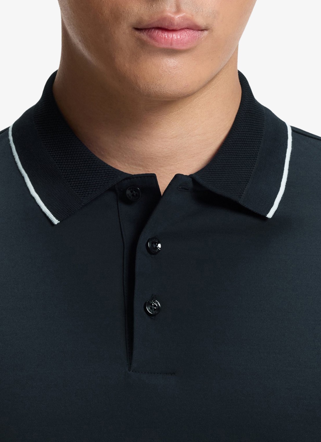 BOSS Slim fit polo van katoen - detail 2 donkerblauw