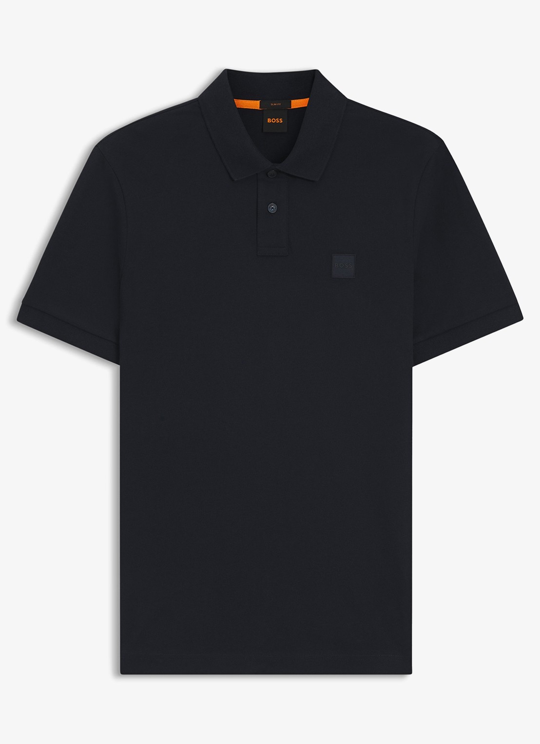 BOSS Slim-fit polo van stretchkatoen met logopatch - voorkant 4 donkerblauw