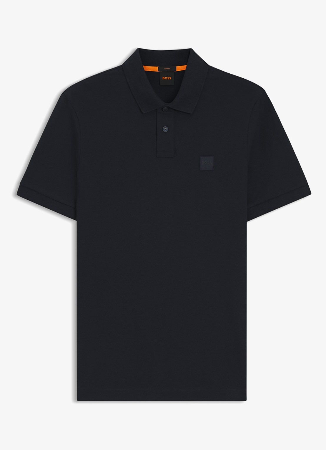 BOSS Slim-fit polo van stretchkatoen met logopatch - voorkant 4 donkerblauw