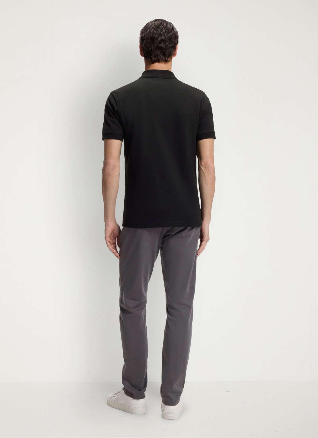 BOSS Slim-fit polo van stretchkatoen met logopatch - achterkant 6 zwart