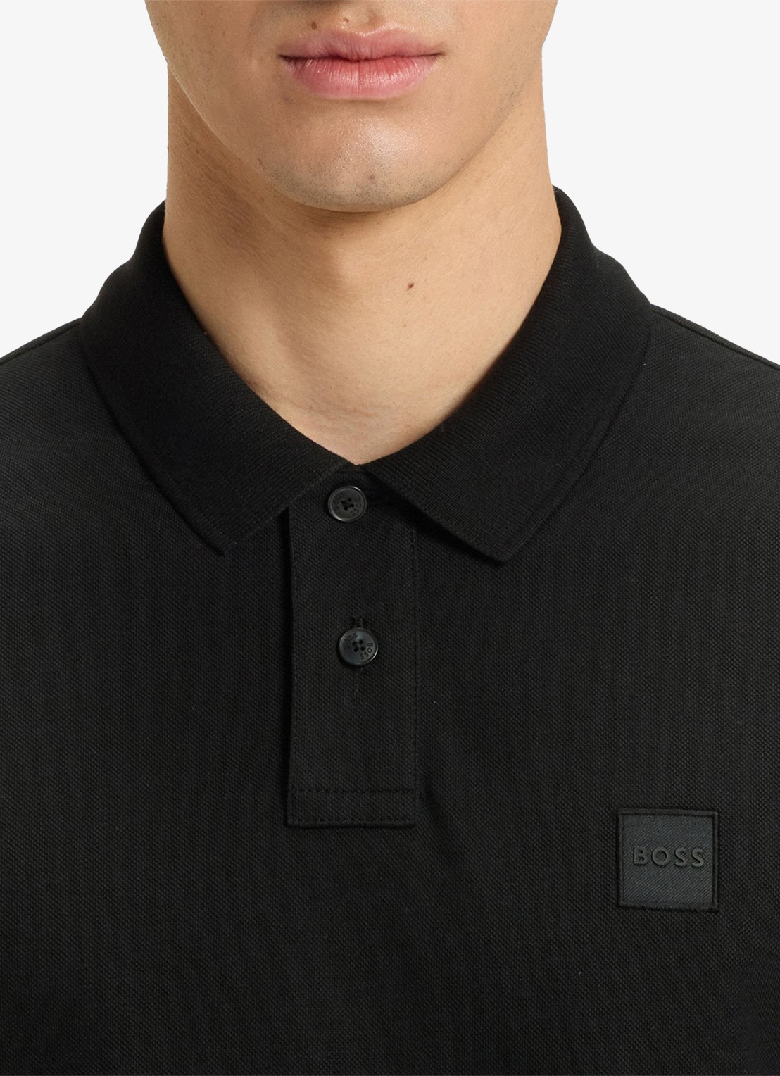 BOSS Slim-fit polo van stretchkatoen met logopatch - detail 4 zwart