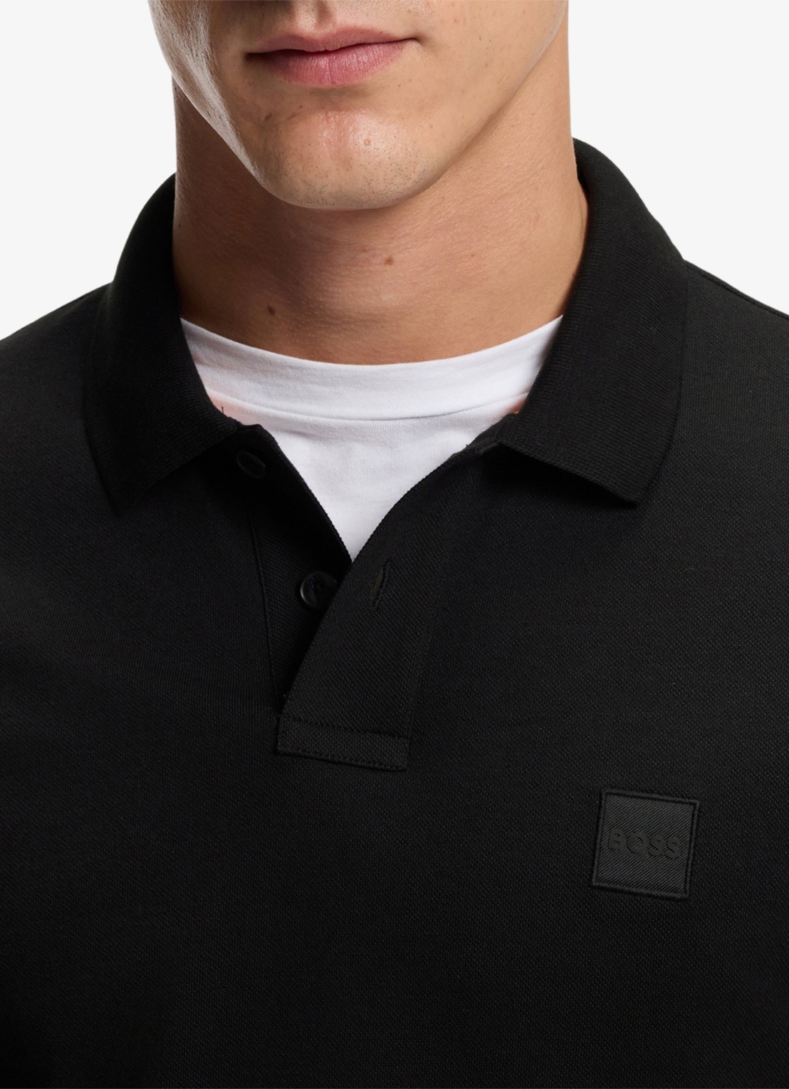BOSS Slim-fit polo van stretchkatoen met logopatch - detail 5 zwart