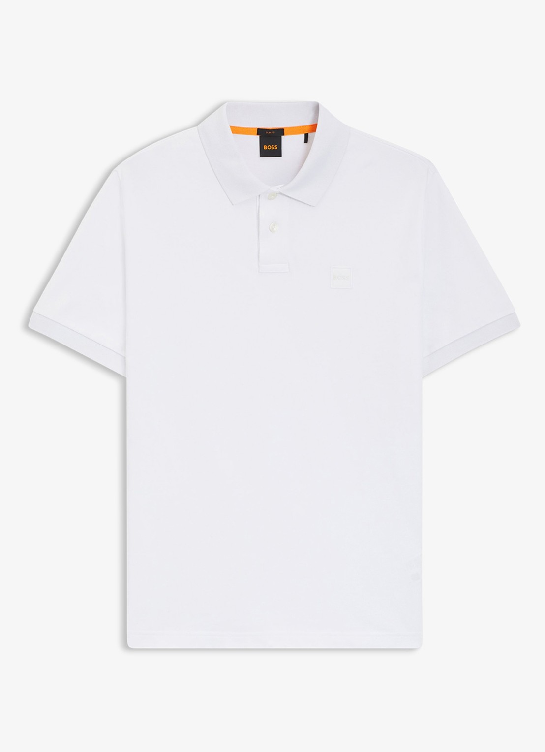 BOSS Slim-fit polo van stretchkatoen met logopatch - voorkant 5 wit