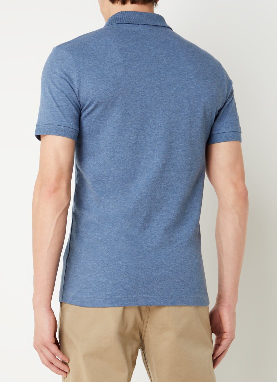 BOSS Slim-fit polo van stretchkatoen met logopatch - achterkant 7 staalblauw