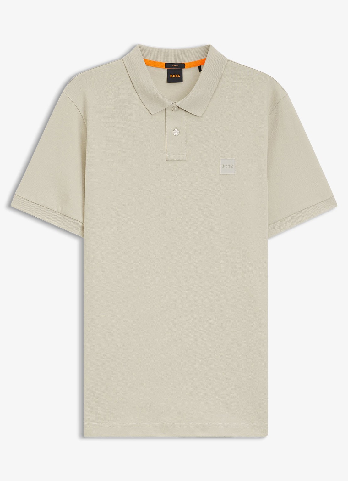 BOSS Slim-fit polo van stretchkatoen met logopatch - voorkant 5 beige