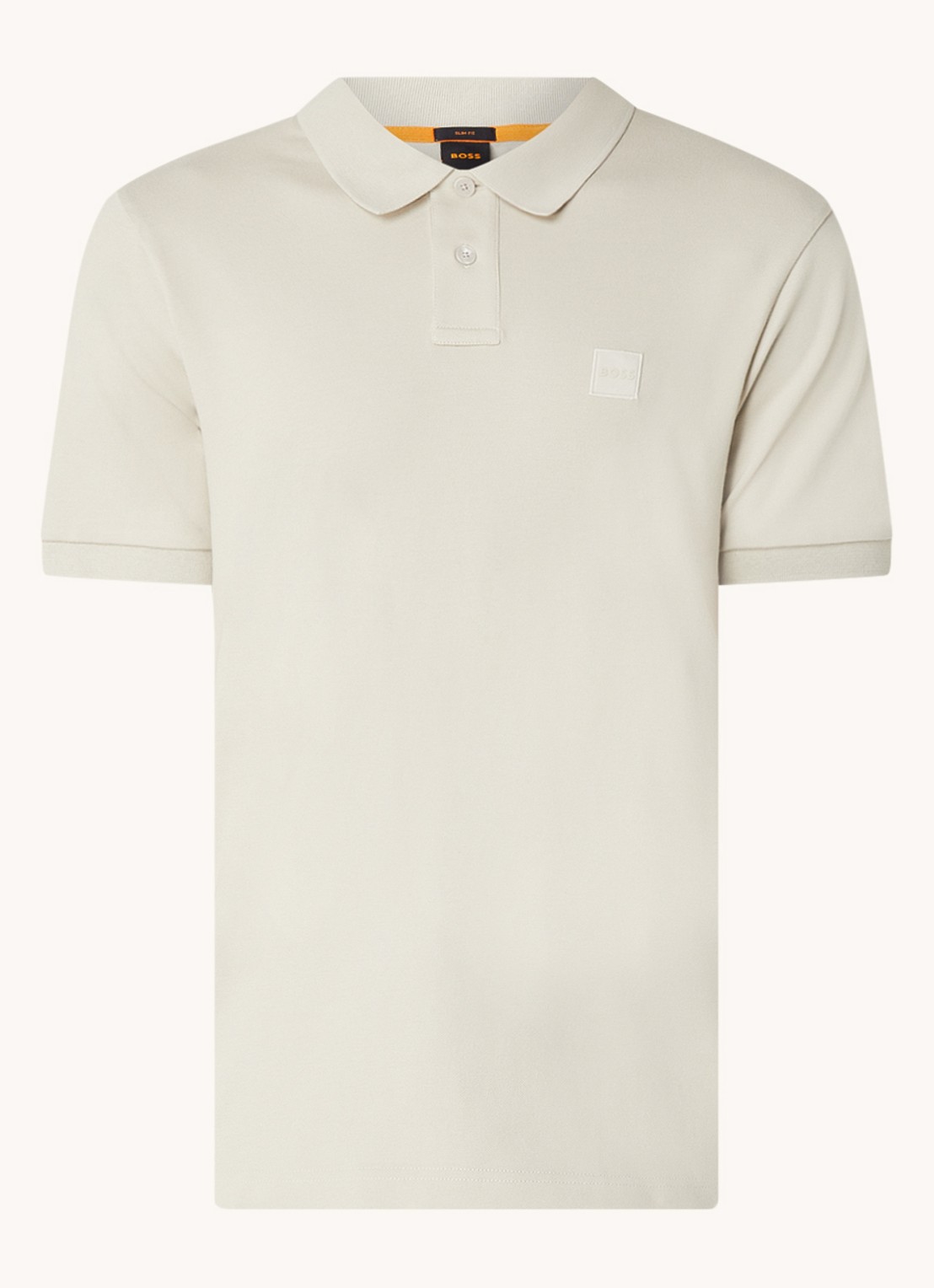 BOSS Slim-fit polo van stretchkatoen met logopatch - voorkant 7 beige
