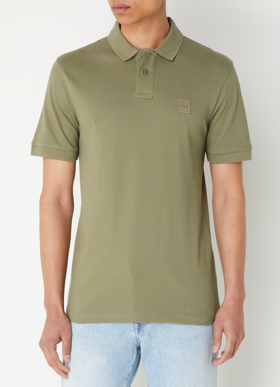 BOSS Slim-fit polo van stretchkatoen met logopatch - detail 4 groen
