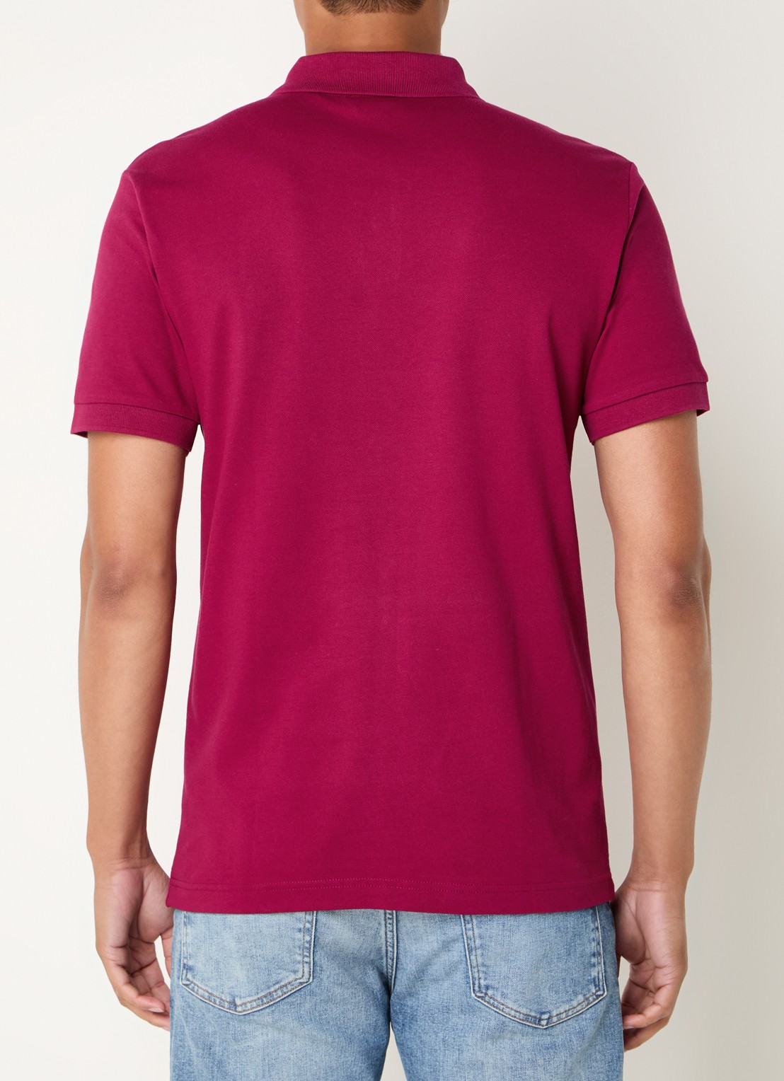 BOSS Slim-fit polo van stretchkatoen met logopatch - achterkant 3 cranberryrood