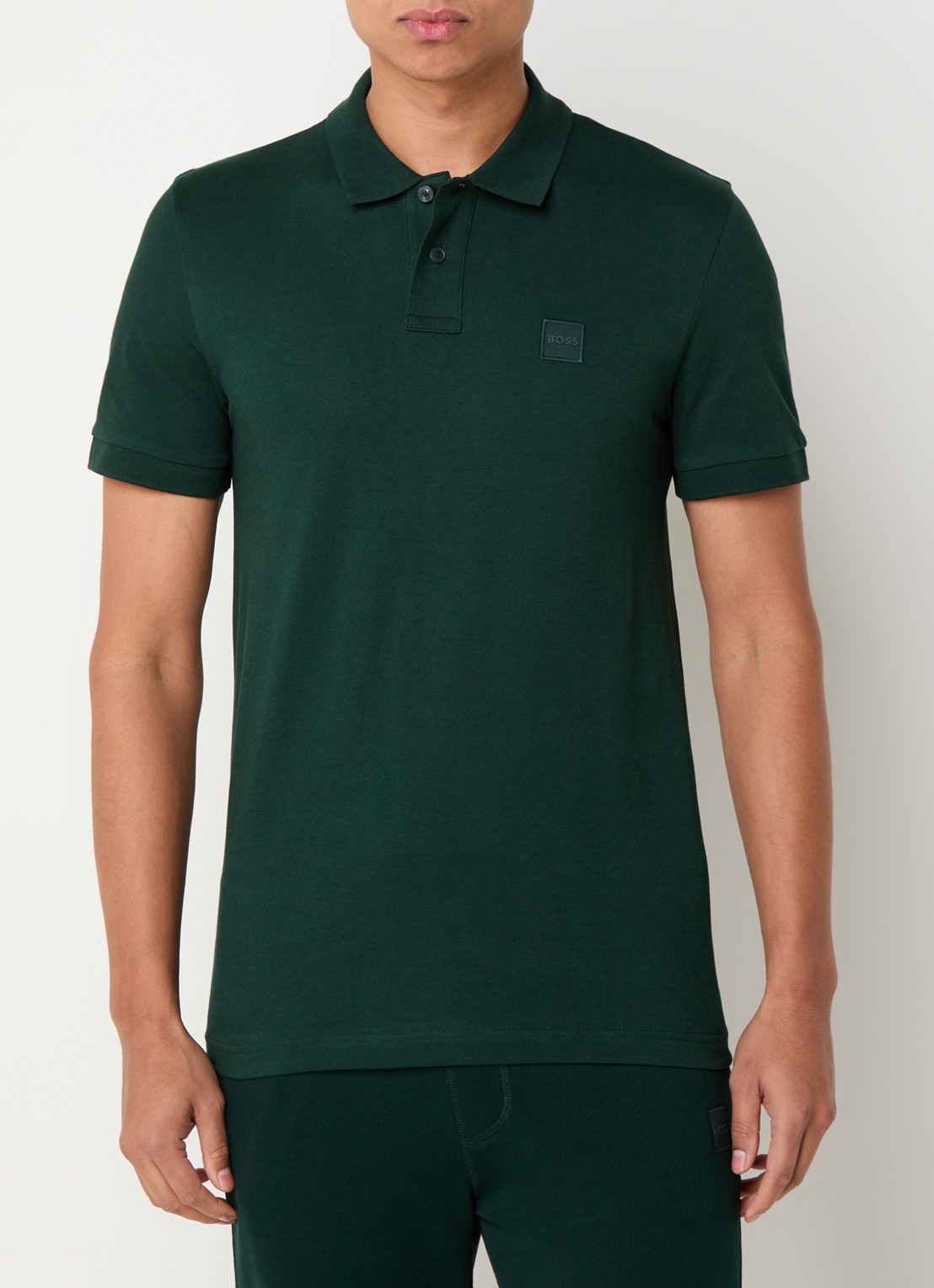 BOSS Slim-fit polo van stretchkatoen met logopatch - detail 4 groen