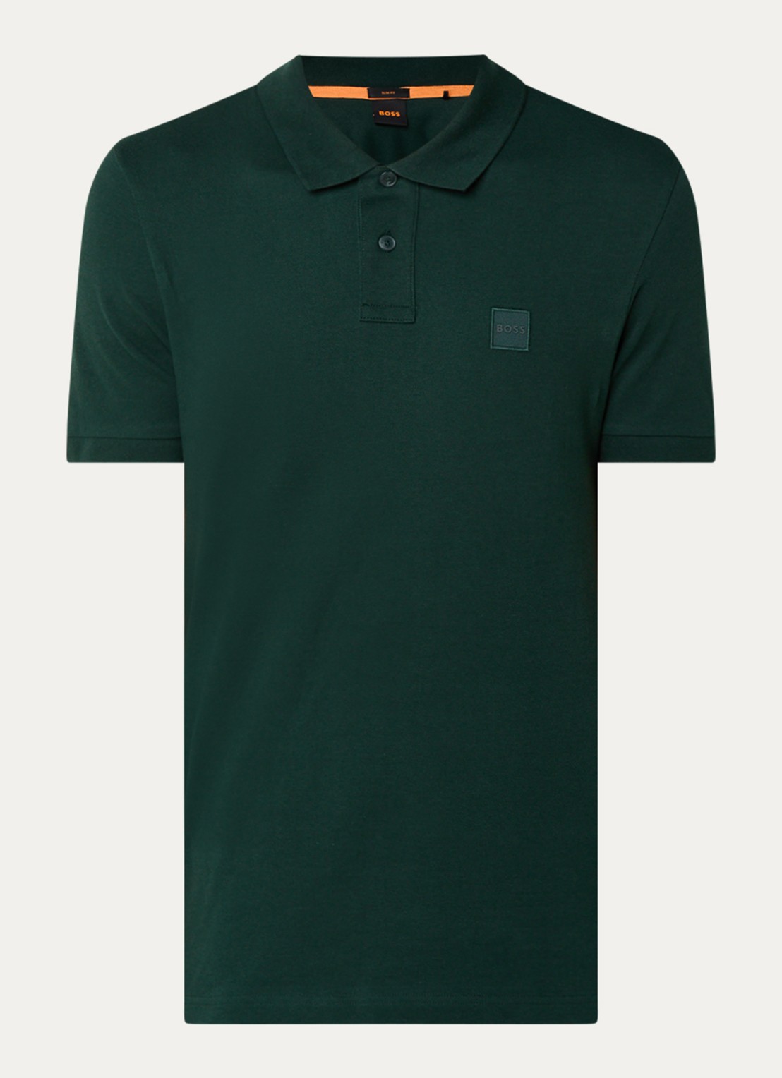 BOSS Slim-fit polo van stretchkatoen met logopatch - voorkant 2 groen