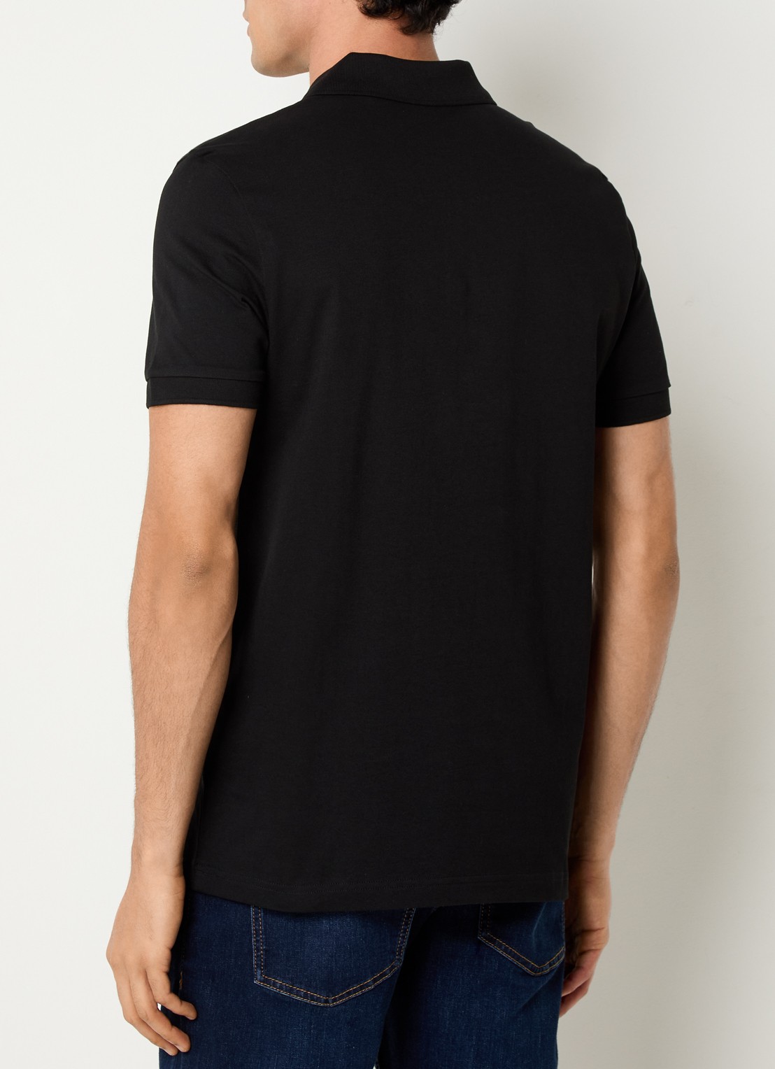 BOSS Slim-fit polo van stretchkatoen met logopatch - achterkant 3 black-001 / zwart