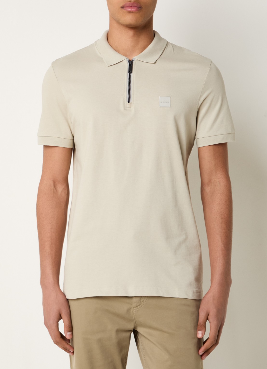 BOSS Slim-fit polo van stretchkatoen met logopatch - detail 4 light beige-271 / beige