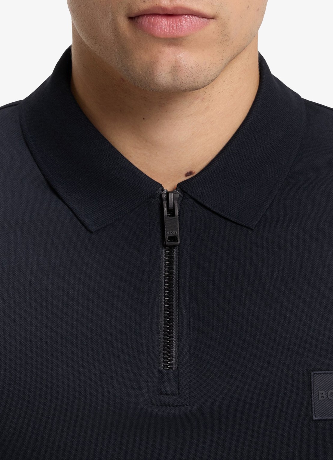 BOSS Slim-fit polo van stretchkatoen met logopatch - detail 7 dark blue-404 / blauw