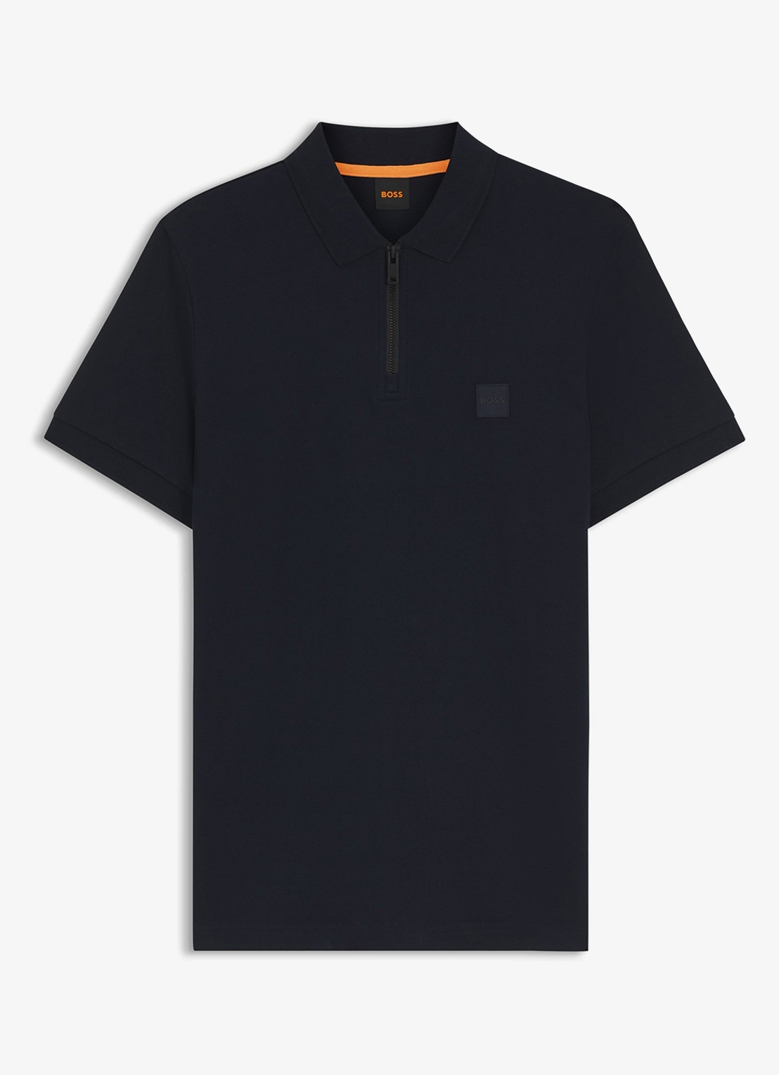 BOSS Slim-fit polo van stretchkatoen met logopatch - voorkant dark blue-404 / blauw