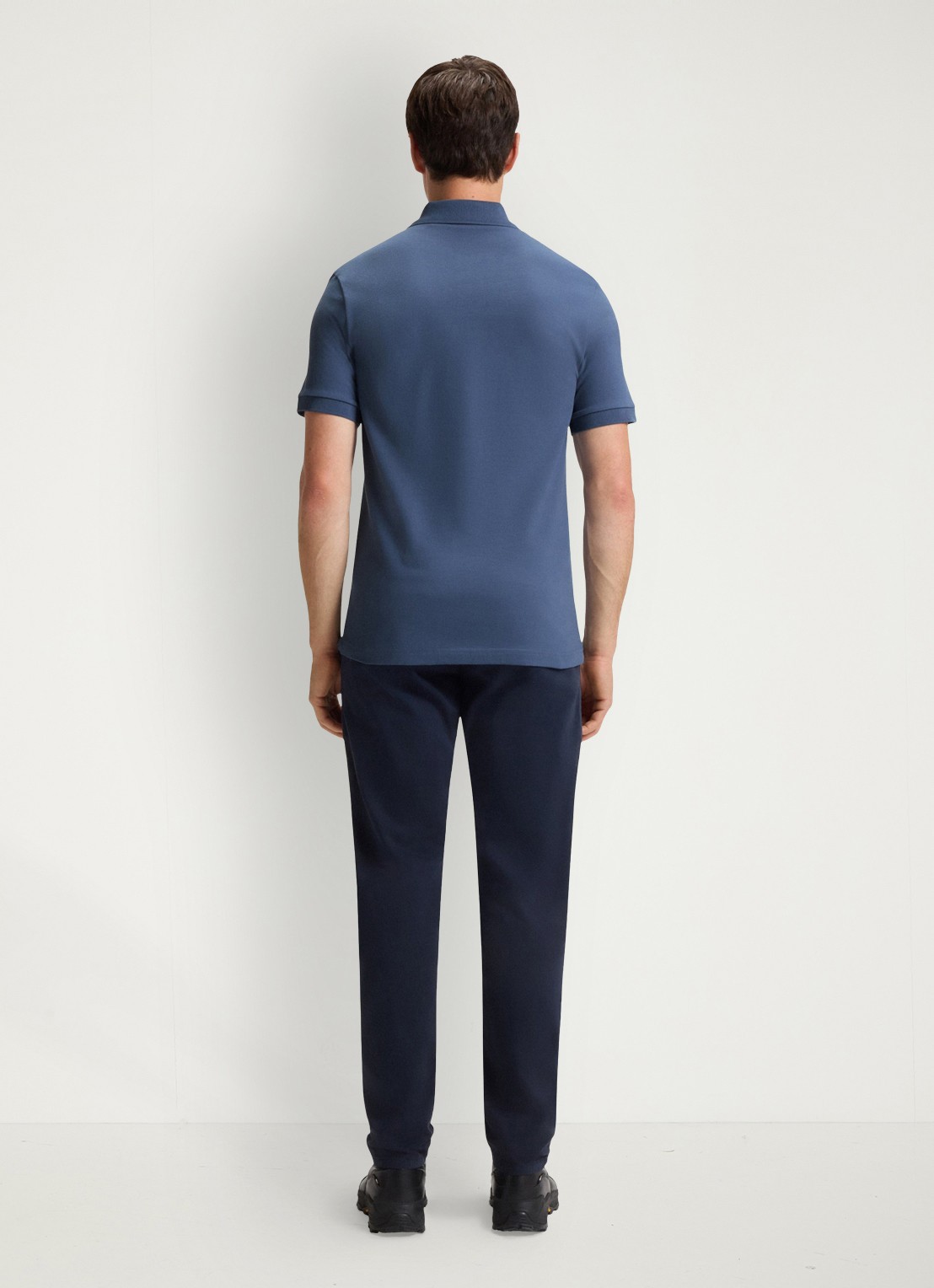 BOSS Slim-fit polo van stretchkatoen met logopatch - achterkant donkerblauw