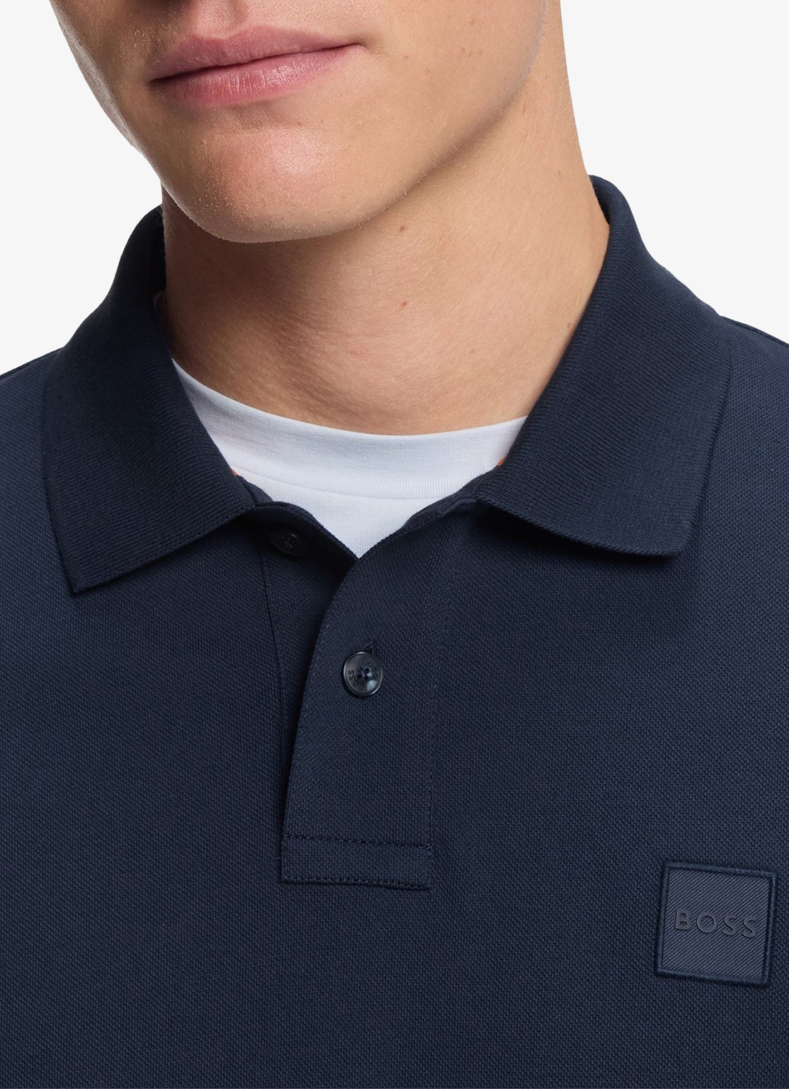 BOSS Slim-fit polo van stretchkatoen met logopatch - detail 4 indigo