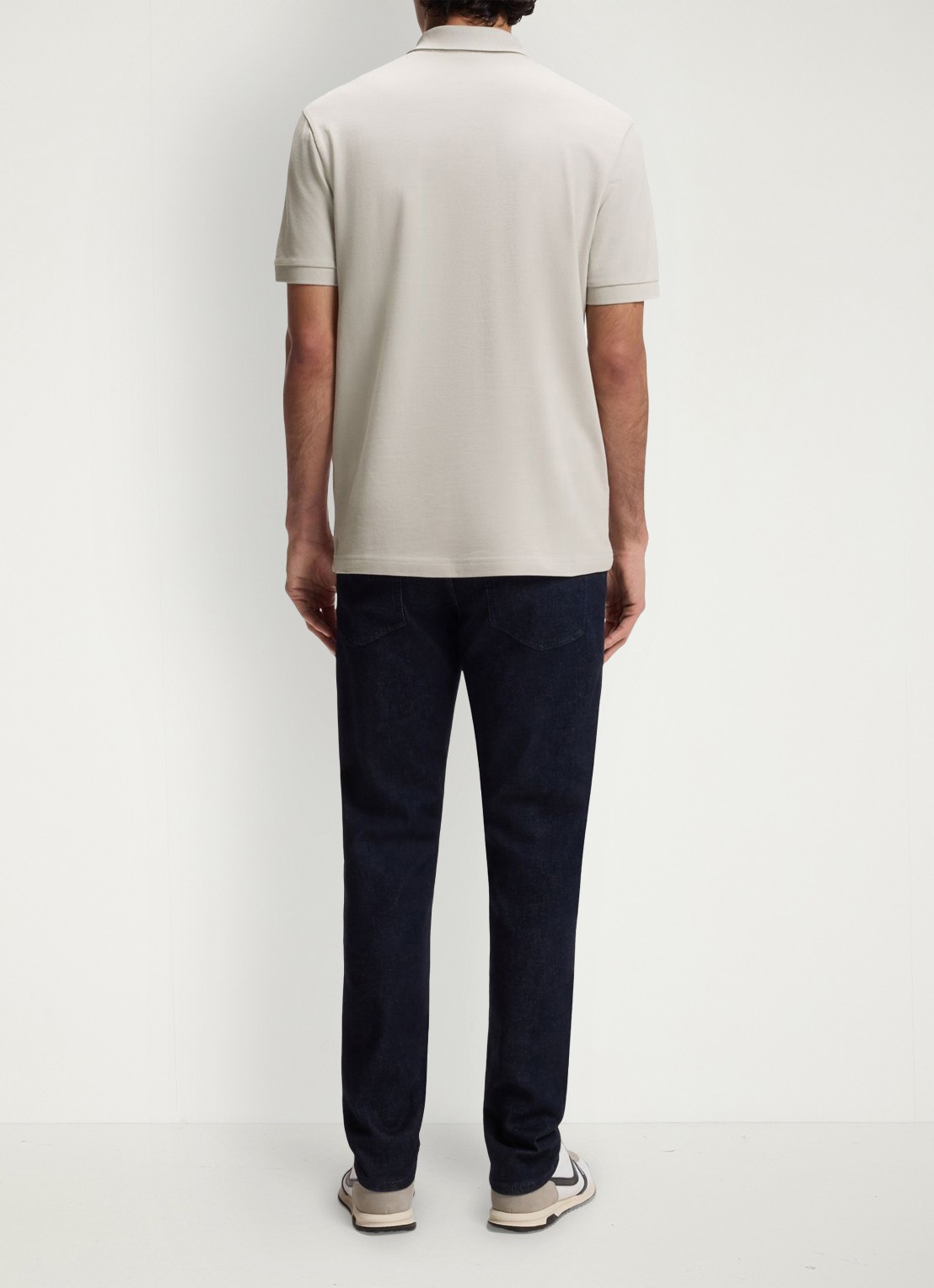 BOSS Slim-fit polo van stretchkatoen met logopatch - achterkant 3 open grey-070 / grijs