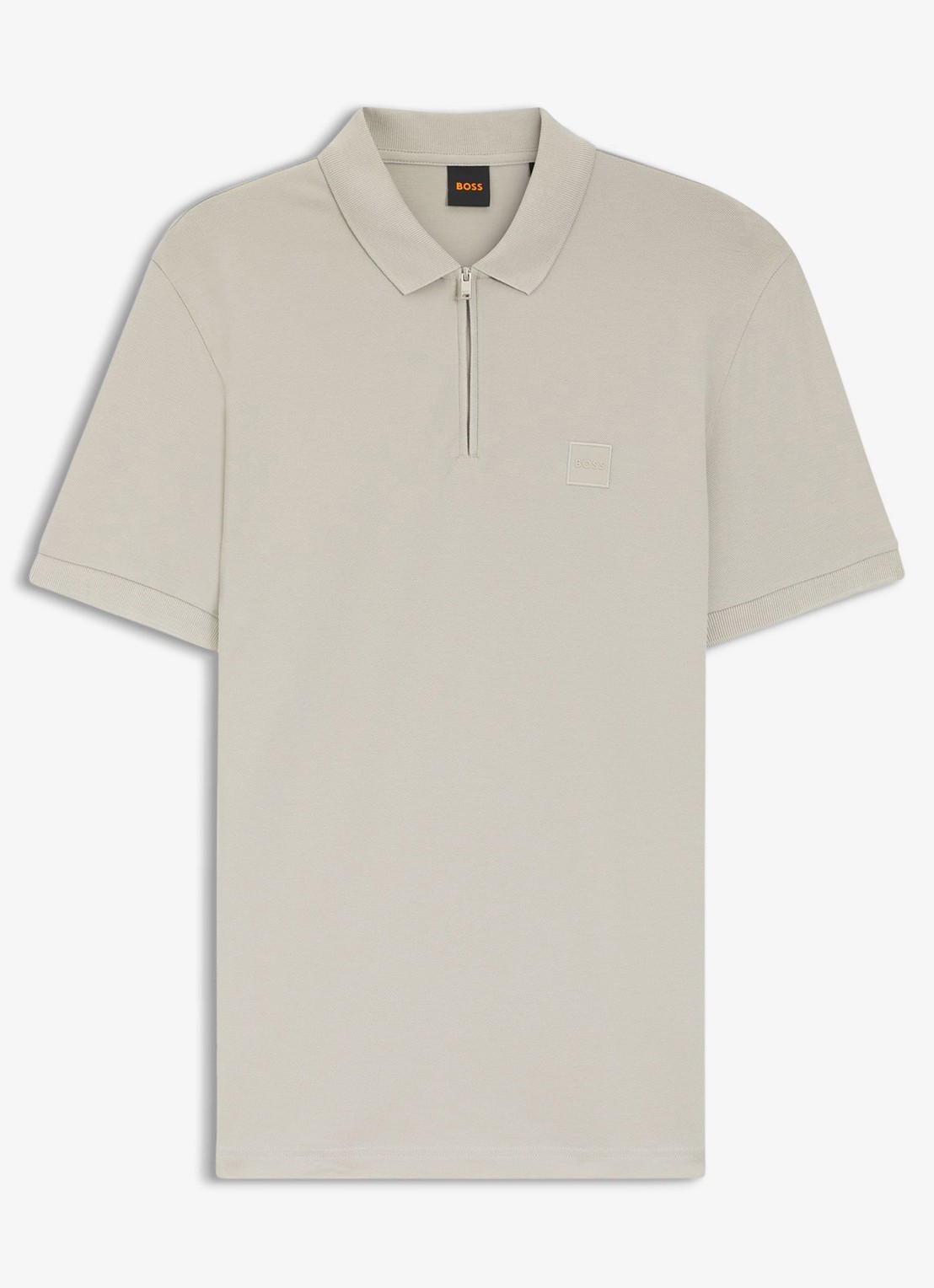 BOSS Slim-fit polo van stretchkatoen met logopatch - voorkant open grey-070 / grijs