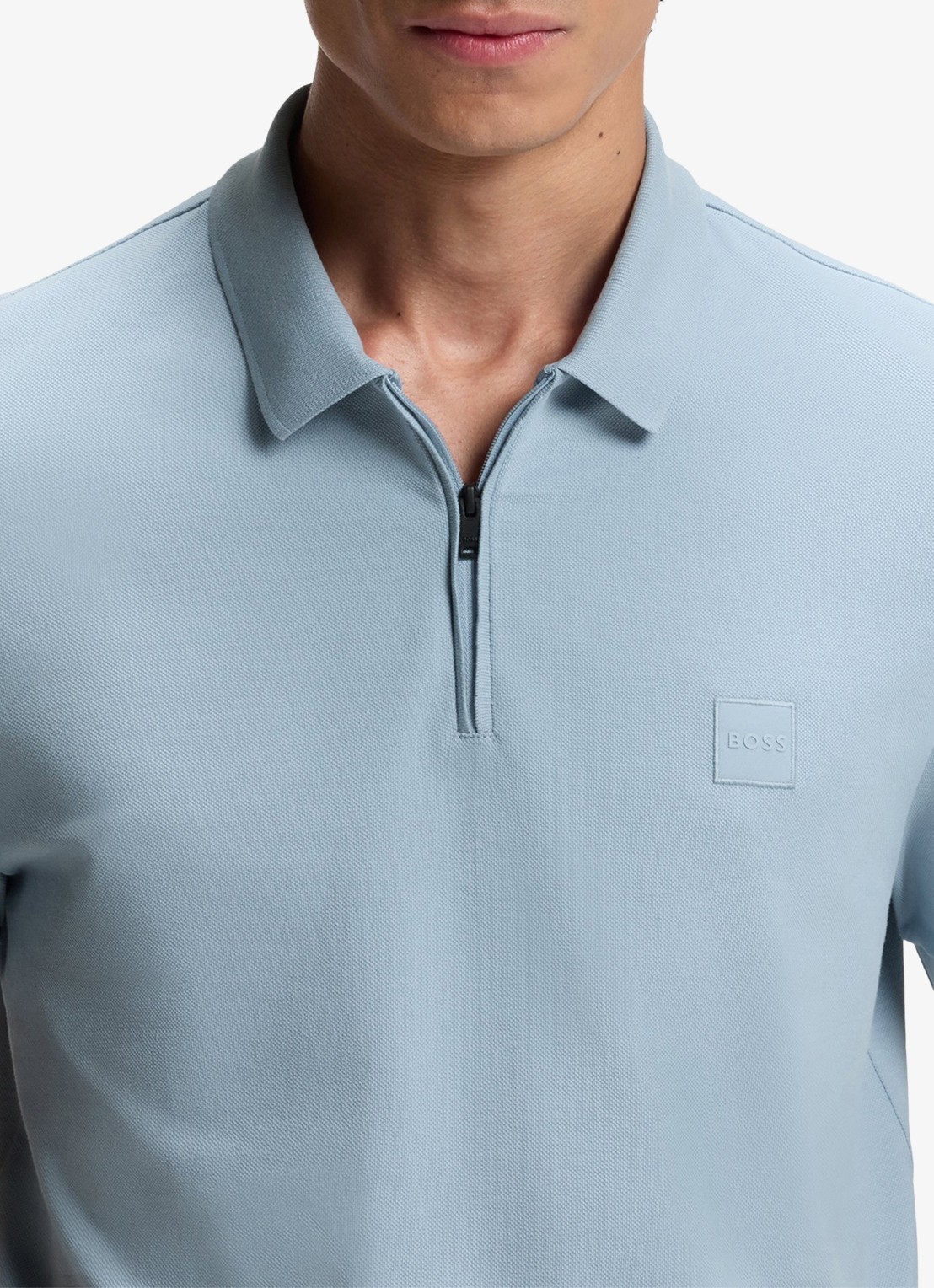 BOSS Slim-fit polo van stretchkatoen met logopatch - detail 5 light/pastel blue-458 / blauw