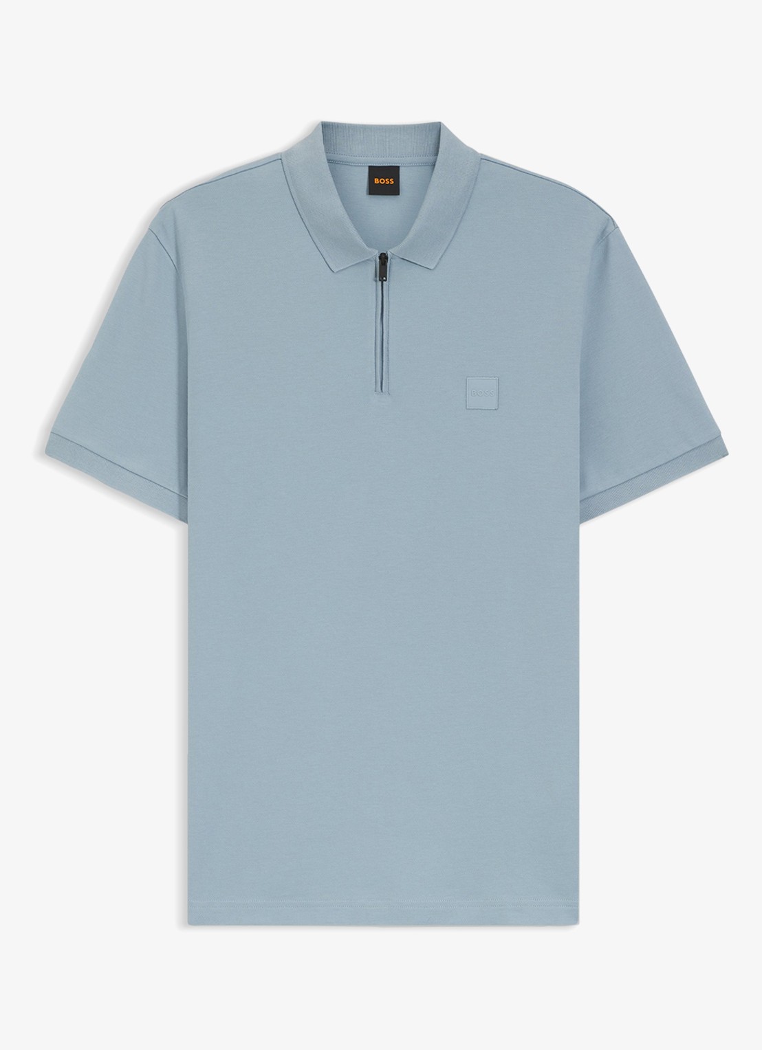 BOSS Slim-fit polo van stretchkatoen met logopatch - voorkant light/pastel blue-458 / blauw