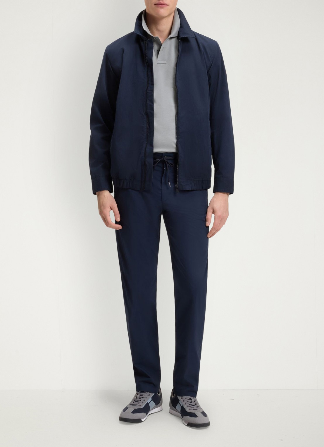 BOSS Slim-fit polo van stretchkatoen met logopatch - voorkant 2 zilver