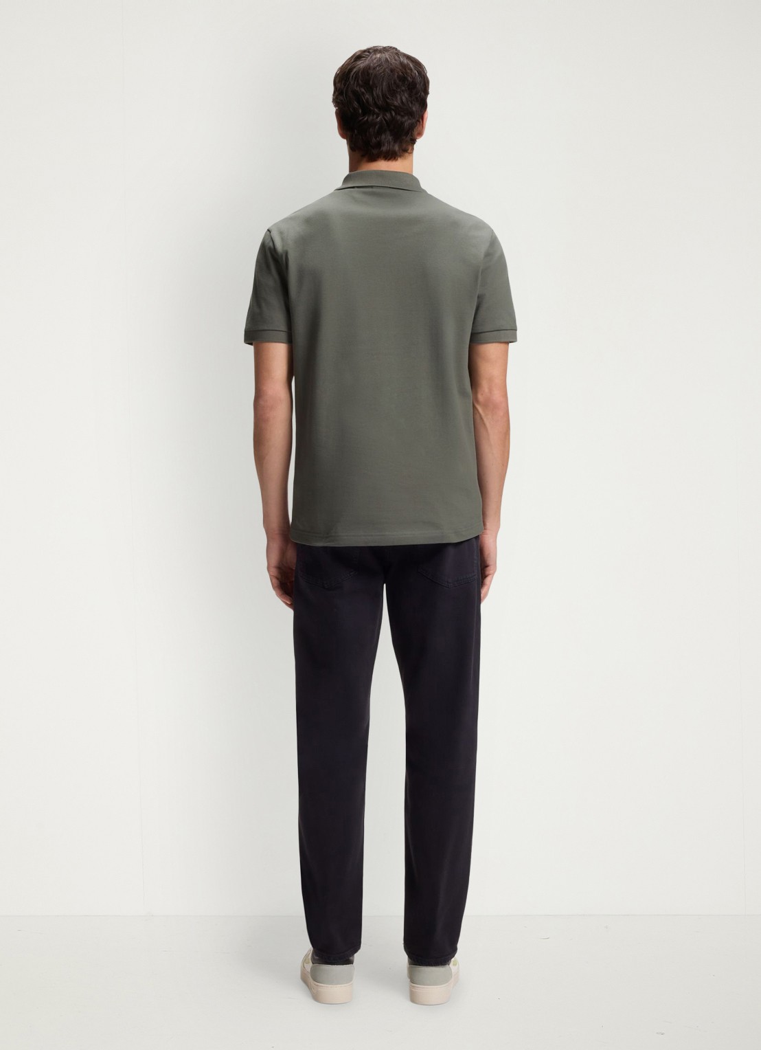 BOSS Slim-fit polo van stretchkatoen met logopatch - achterkant 5 open grey-076 / grijs