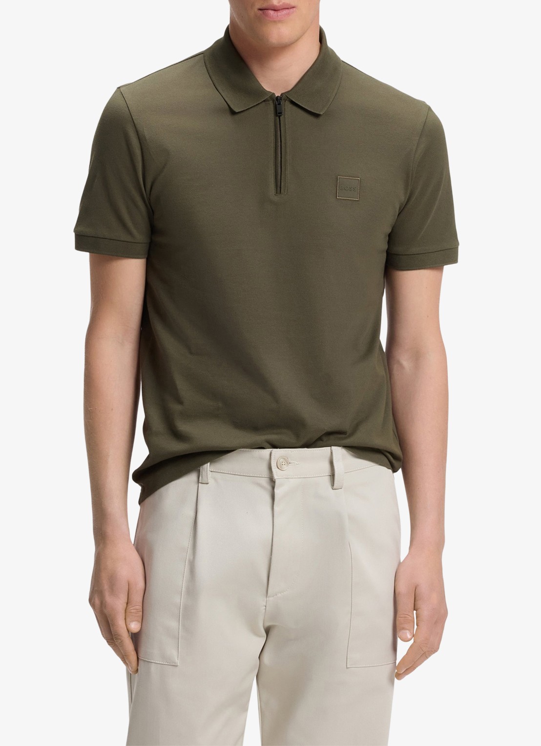 BOSS Slim-fit polo van stretchkatoen met logopatch - detail 3 bright green-325 / groen